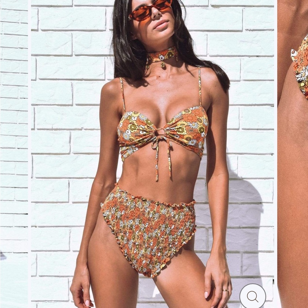 Her Pony the Label Honey Bunch tie front Bandeau top